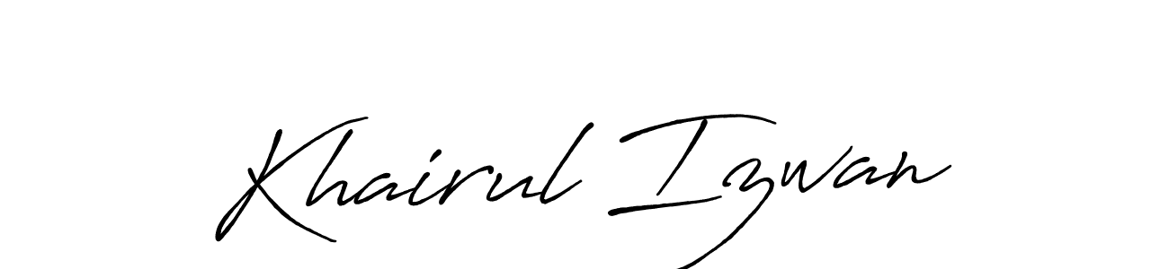 Use a signature maker to create a handwritten signature online. With this signature software, you can design (Antro_Vectra_Bolder) your own signature for name Khairul Izwan. Khairul Izwan signature style 7 images and pictures png