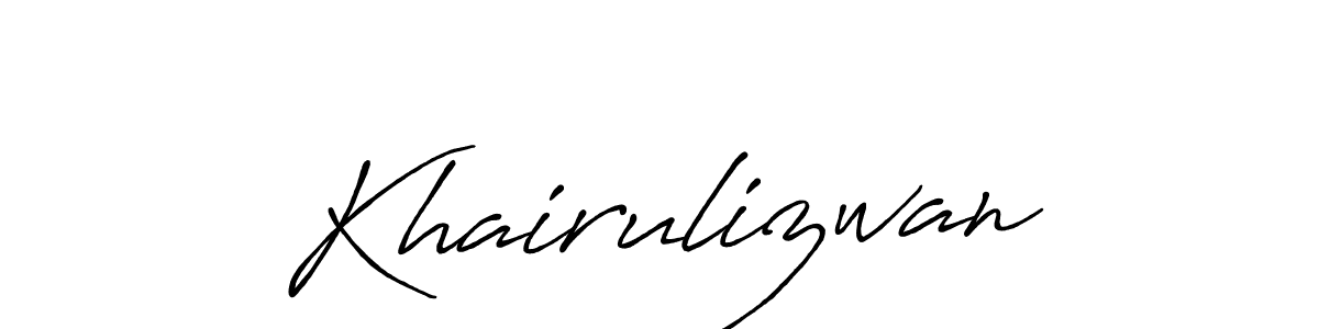 How to make Khairulizwan name signature. Use Antro_Vectra_Bolder style for creating short signs online. This is the latest handwritten sign. Khairulizwan signature style 7 images and pictures png