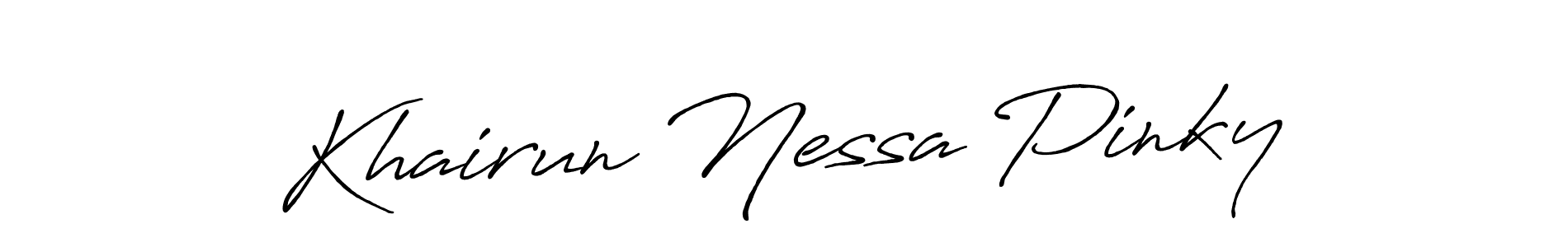 How to make Khairun Nessa Pinky name signature. Use Antro_Vectra_Bolder style for creating short signs online. This is the latest handwritten sign. Khairun Nessa Pinky signature style 7 images and pictures png