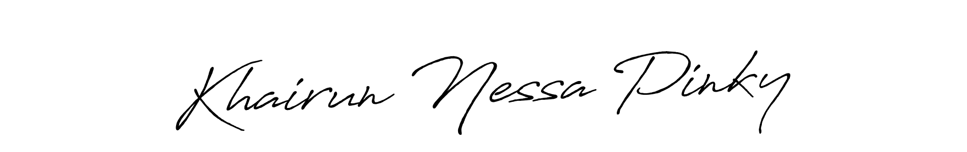 How to make Khairun Nessa Pinky name signature. Use Antro_Vectra_Bolder style for creating short signs online. This is the latest handwritten sign. Khairun Nessa Pinky signature style 7 images and pictures png