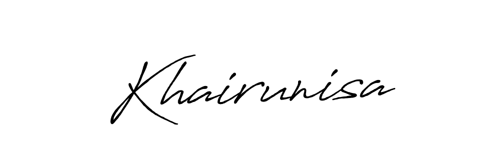 Make a beautiful signature design for name Khairunisa. With this signature (Antro_Vectra_Bolder) style, you can create a handwritten signature for free. Khairunisa signature style 7 images and pictures png