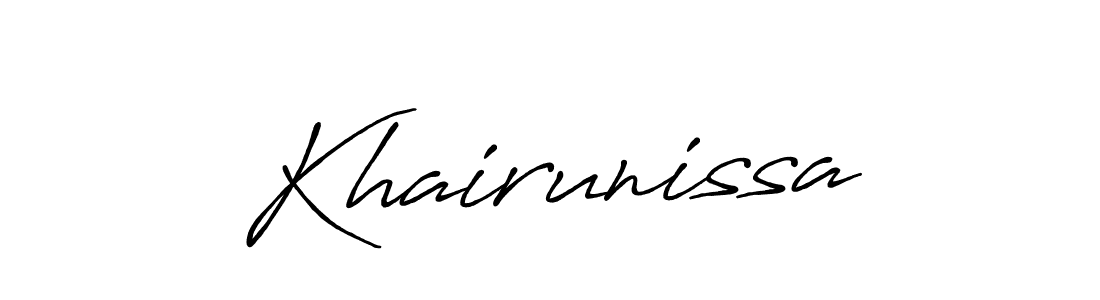 Create a beautiful signature design for name Khairunissa. With this signature (Antro_Vectra_Bolder) fonts, you can make a handwritten signature for free. Khairunissa signature style 7 images and pictures png