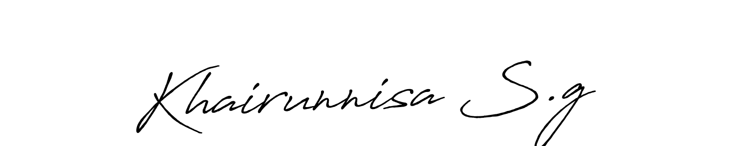 How to make Khairunnisa S.g name signature. Use Antro_Vectra_Bolder style for creating short signs online. This is the latest handwritten sign. Khairunnisa S.g signature style 7 images and pictures png