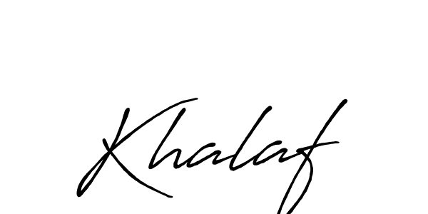 Make a beautiful signature design for name Khalaf. With this signature (Antro_Vectra_Bolder) style, you can create a handwritten signature for free. Khalaf signature style 7 images and pictures png