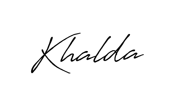 Use a signature maker to create a handwritten signature online. With this signature software, you can design (Antro_Vectra_Bolder) your own signature for name Khalda. Khalda signature style 7 images and pictures png