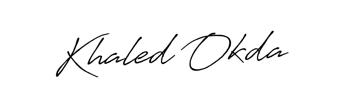 Khaled Okda stylish signature style. Best Handwritten Sign (Antro_Vectra_Bolder) for my name. Handwritten Signature Collection Ideas for my name Khaled Okda. Khaled Okda signature style 7 images and pictures png