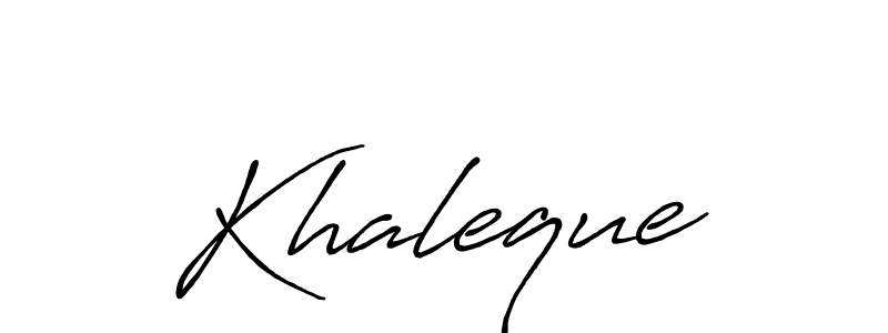 Use a signature maker to create a handwritten signature online. With this signature software, you can design (Antro_Vectra_Bolder) your own signature for name Khaleque. Khaleque signature style 7 images and pictures png
