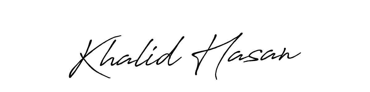 Make a beautiful signature design for name Khalid Hasan. With this signature (Antro_Vectra_Bolder) style, you can create a handwritten signature for free. Khalid Hasan signature style 7 images and pictures png