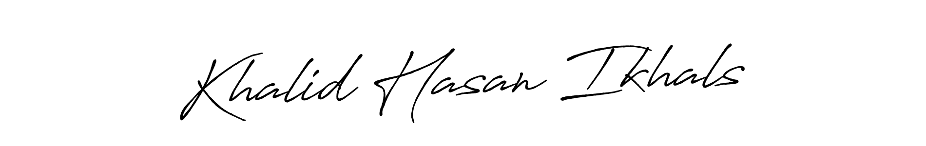 Use a signature maker to create a handwritten signature online. With this signature software, you can design (Antro_Vectra_Bolder) your own signature for name Khalid Hasan Ikhals. Khalid Hasan Ikhals signature style 7 images and pictures png