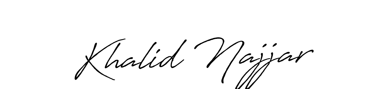 Create a beautiful signature design for name Khalid Najjar. With this signature (Antro_Vectra_Bolder) fonts, you can make a handwritten signature for free. Khalid Najjar signature style 7 images and pictures png