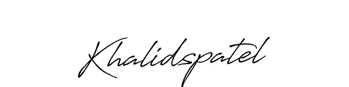 Use a signature maker to create a handwritten signature online. With this signature software, you can design (Antro_Vectra_Bolder) your own signature for name Khalidspatel. Khalidspatel signature style 7 images and pictures png