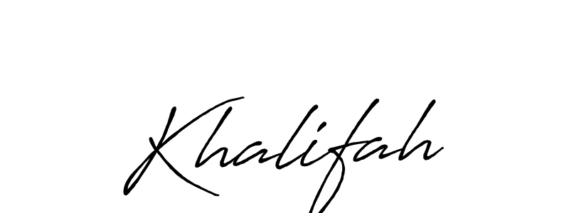 Use a signature maker to create a handwritten signature online. With this signature software, you can design (Antro_Vectra_Bolder) your own signature for name Khalifah. Khalifah signature style 7 images and pictures png