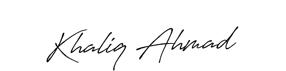 Make a short Khaliq Ahmad signature style. Manage your documents anywhere anytime using Antro_Vectra_Bolder. Create and add eSignatures, submit forms, share and send files easily. Khaliq Ahmad signature style 7 images and pictures png