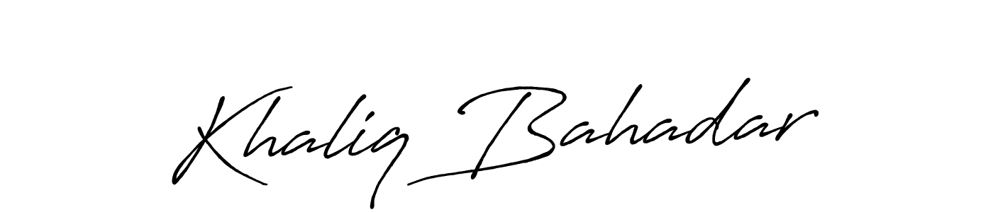 How to make Khaliq Bahadar name signature. Use Antro_Vectra_Bolder style for creating short signs online. This is the latest handwritten sign. Khaliq Bahadar signature style 7 images and pictures png