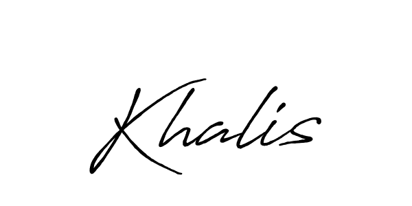 Design your own signature with our free online signature maker. With this signature software, you can create a handwritten (Antro_Vectra_Bolder) signature for name Khalis. Khalis signature style 7 images and pictures png