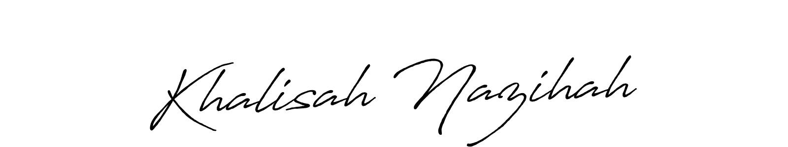 How to Draw Khalisah Nazihah signature style? Antro_Vectra_Bolder is a latest design signature styles for name Khalisah Nazihah. Khalisah Nazihah signature style 7 images and pictures png