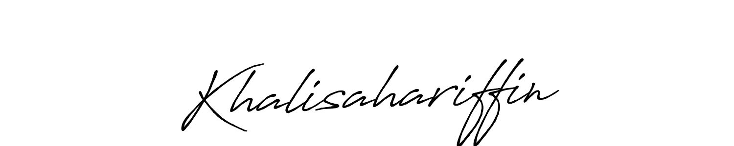 Use a signature maker to create a handwritten signature online. With this signature software, you can design (Antro_Vectra_Bolder) your own signature for name Khalisahariffin. Khalisahariffin signature style 7 images and pictures png