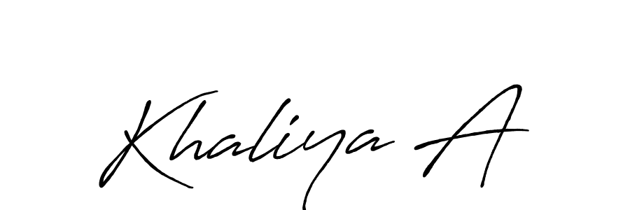 Also You can easily find your signature by using the search form. We will create Khaliya A name handwritten signature images for you free of cost using Antro_Vectra_Bolder sign style. Khaliya A signature style 7 images and pictures png