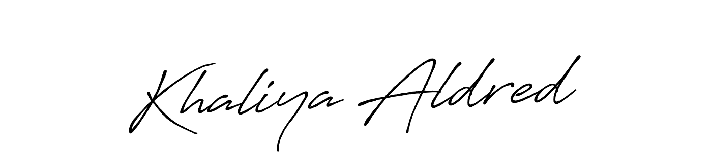 Make a beautiful signature design for name Khaliya Aldred. With this signature (Antro_Vectra_Bolder) style, you can create a handwritten signature for free. Khaliya Aldred signature style 7 images and pictures png