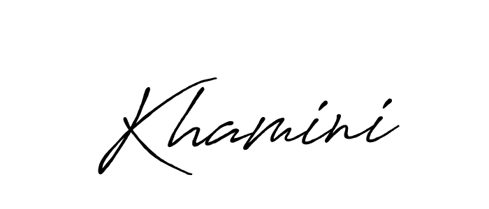 Use a signature maker to create a handwritten signature online. With this signature software, you can design (Antro_Vectra_Bolder) your own signature for name Khamini. Khamini signature style 7 images and pictures png