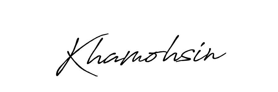 Use a signature maker to create a handwritten signature online. With this signature software, you can design (Antro_Vectra_Bolder) your own signature for name Khamohsin. Khamohsin signature style 7 images and pictures png