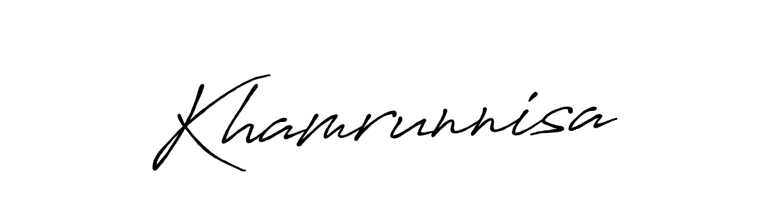 Also You can easily find your signature by using the search form. We will create Khamrunnisa name handwritten signature images for you free of cost using Antro_Vectra_Bolder sign style. Khamrunnisa signature style 7 images and pictures png