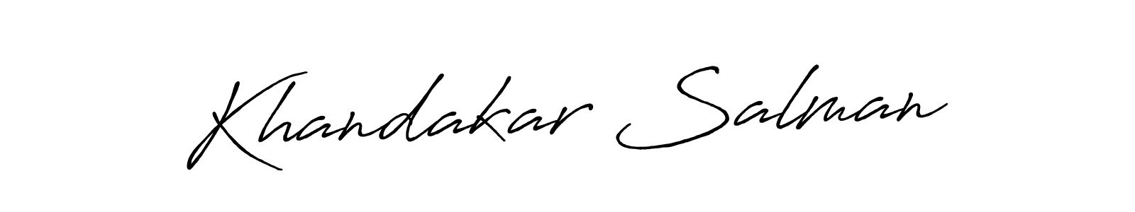 Use a signature maker to create a handwritten signature online. With this signature software, you can design (Antro_Vectra_Bolder) your own signature for name Khandakar Salman. Khandakar Salman signature style 7 images and pictures png