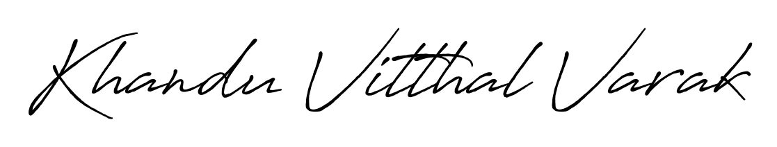 A modern signature idea for name Khandu Vitthal Varak using Antro_Vectra_Bolder font. Clean strokes and elegant curves make it stand out instantly. Khandu Vitthal Varak signature style 7 images and pictures png