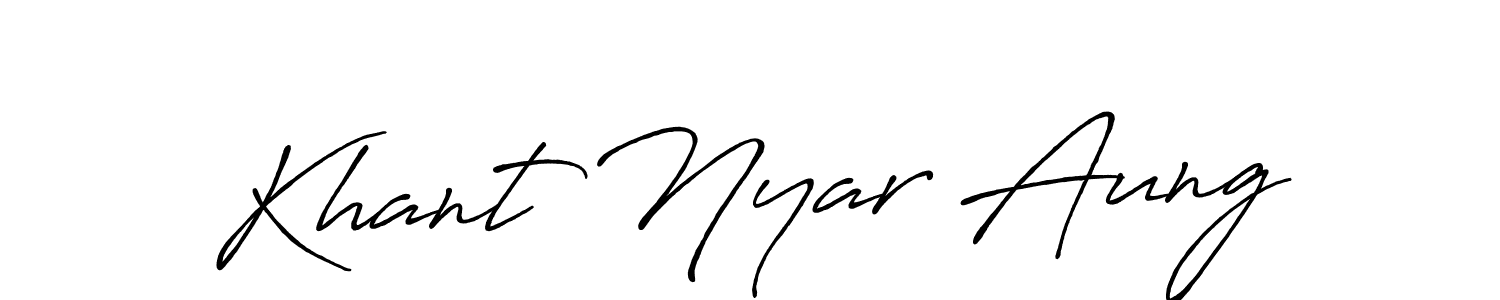 This is the best signature style for the Khant Nyar Aung name. Also you like these signature font (Antro_Vectra_Bolder). Mix name signature. Khant Nyar Aung signature style 7 images and pictures png