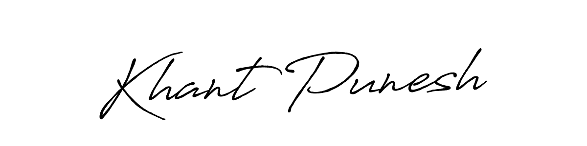 How to make Khant Punesh name signature. Use Antro_Vectra_Bolder style for creating short signs online. This is the latest handwritten sign. Khant Punesh signature style 7 images and pictures png