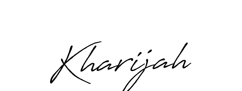 Use a signature maker to create a handwritten signature online. With this signature software, you can design (Antro_Vectra_Bolder) your own signature for name Kharijah. Kharijah signature style 7 images and pictures png