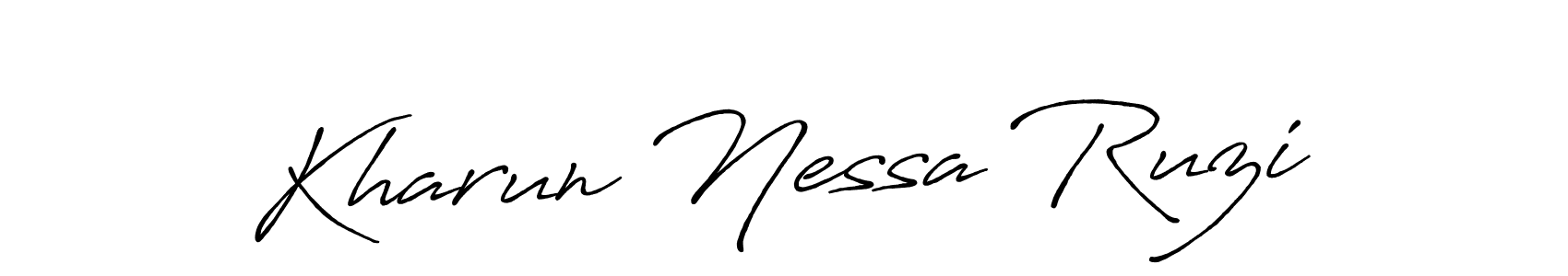 The best way (Antro_Vectra_Bolder) to make a short signature is to pick only two or three words in your name. The name Kharun Nessa Ruzi include a total of six letters. For converting this name. Kharun Nessa Ruzi signature style 7 images and pictures png