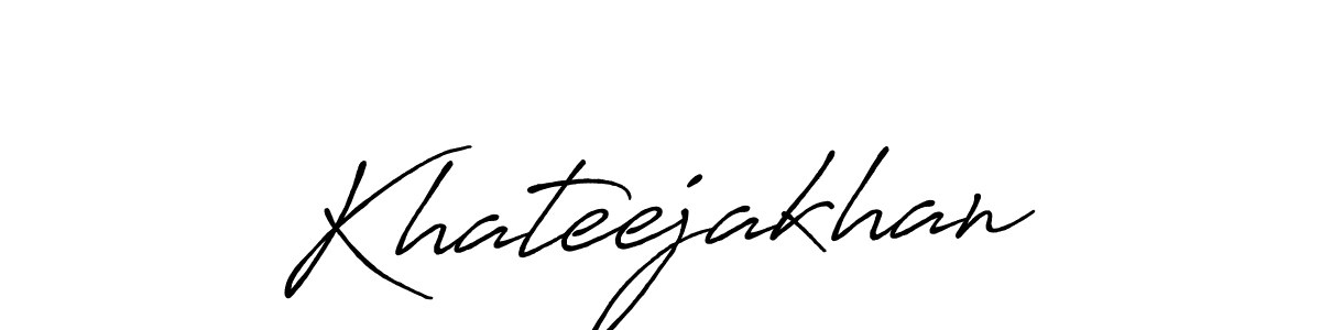 Make a beautiful signature design for name Khateejakhan. With this signature (Antro_Vectra_Bolder) style, you can create a handwritten signature for free. Khateejakhan signature style 7 images and pictures png