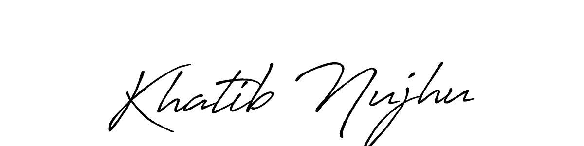 Use a signature maker to create a handwritten signature online. With this signature software, you can design (Antro_Vectra_Bolder) your own signature for name Khatib Nujhu. Khatib Nujhu signature style 7 images and pictures png