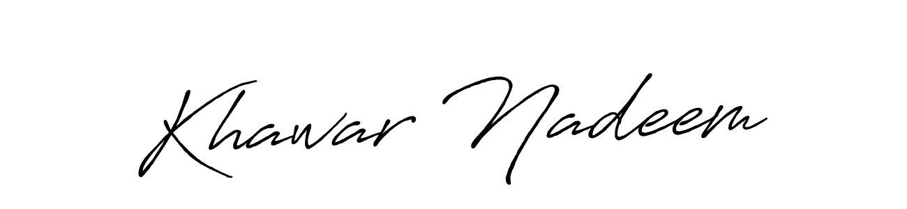 How to make Khawar Nadeem name signature. Use Antro_Vectra_Bolder style for creating short signs online. This is the latest handwritten sign. Khawar Nadeem signature style 7 images and pictures png