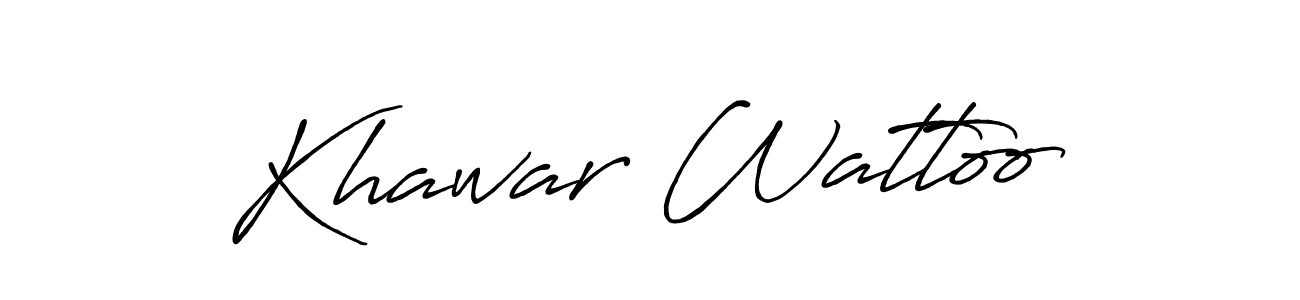 Use a signature maker to create a handwritten signature online. With this signature software, you can design (Antro_Vectra_Bolder) your own signature for name Khawar Wattoo. Khawar Wattoo signature style 7 images and pictures png