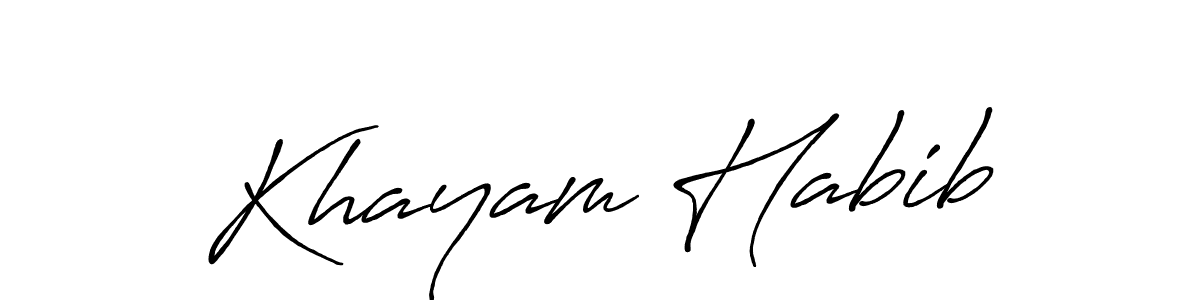Similarly Antro_Vectra_Bolder is the best handwritten signature design. Signature creator online .You can use it as an online autograph creator for name Khayam Habib. Khayam Habib signature style 7 images and pictures png