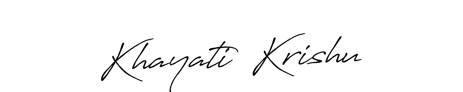 Khayati  Krishu stylish signature style. Best Handwritten Sign (Antro_Vectra_Bolder) for my name. Handwritten Signature Collection Ideas for my name Khayati  Krishu. Khayati  Krishu signature style 7 images and pictures png