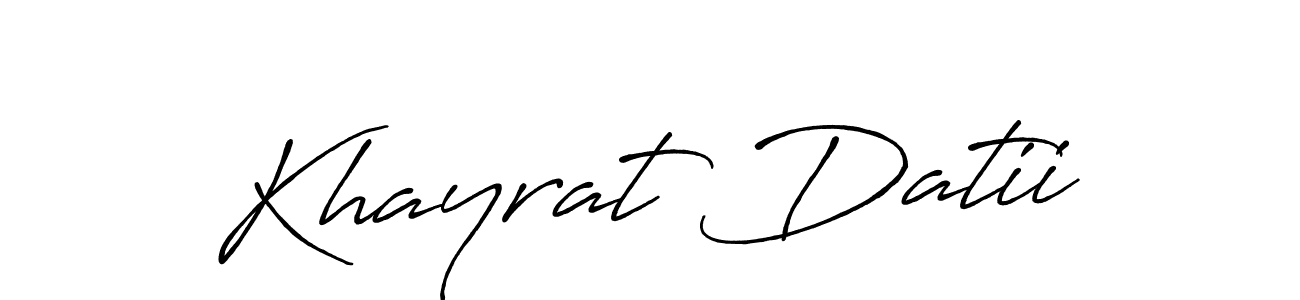 Use a signature maker to create a handwritten signature online. With this signature software, you can design (Antro_Vectra_Bolder) your own signature for name Khayrat Datii. Khayrat Datii signature style 7 images and pictures png
