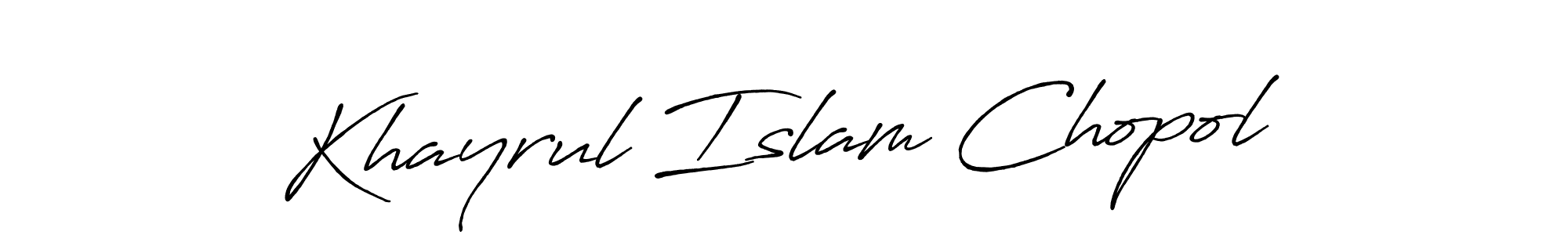 Similarly Antro_Vectra_Bolder is the best handwritten signature design. Signature creator online .You can use it as an online autograph creator for name Khayrul Islam Chopol. Khayrul Islam Chopol signature style 7 images and pictures png