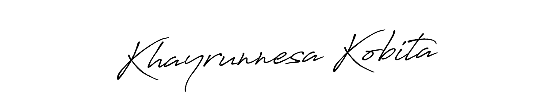 if you are searching for the best signature style for your name Khayrunnesa Kobita. so please give up your signature search. here we have designed multiple signature styles  using Antro_Vectra_Bolder. Khayrunnesa Kobita signature style 7 images and pictures png