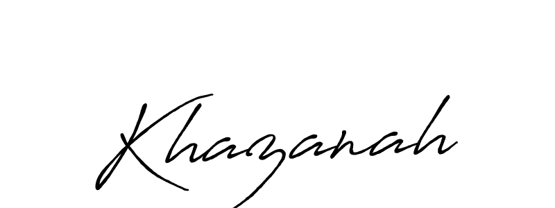 Use a signature maker to create a handwritten signature online. With this signature software, you can design (Antro_Vectra_Bolder) your own signature for name Khazanah. Khazanah signature style 7 images and pictures png