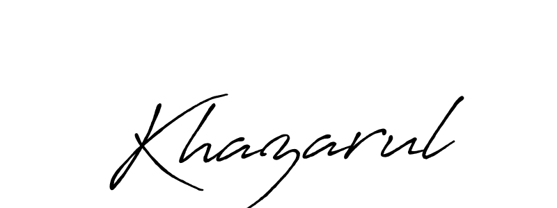 Use a signature maker to create a handwritten signature online. With this signature software, you can design (Antro_Vectra_Bolder) your own signature for name Khazarul. Khazarul signature style 7 images and pictures png