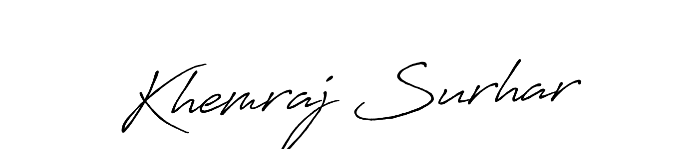 if you are searching for the best signature style for your name Khemraj Surhar. so please give up your signature search. here we have designed multiple signature styles  using Antro_Vectra_Bolder. Khemraj Surhar signature style 7 images and pictures png