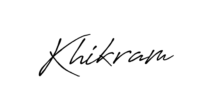 The best way (Antro_Vectra_Bolder) to make a short signature is to pick only two or three words in your name. The name Khikram include a total of six letters. For converting this name. Khikram signature style 7 images and pictures png