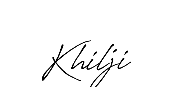 Use a signature maker to create a handwritten signature online. With this signature software, you can design (Antro_Vectra_Bolder) your own signature for name Khilji. Khilji signature style 7 images and pictures png