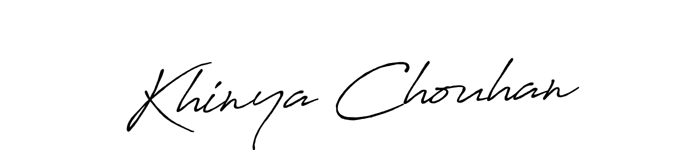 How to make Khinya Chouhan name signature. Use Antro_Vectra_Bolder style for creating short signs online. This is the latest handwritten sign. Khinya Chouhan signature style 7 images and pictures png