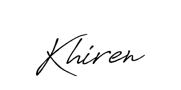 Use a signature maker to create a handwritten signature online. With this signature software, you can design (Antro_Vectra_Bolder) your own signature for name Khiren. Khiren signature style 7 images and pictures png