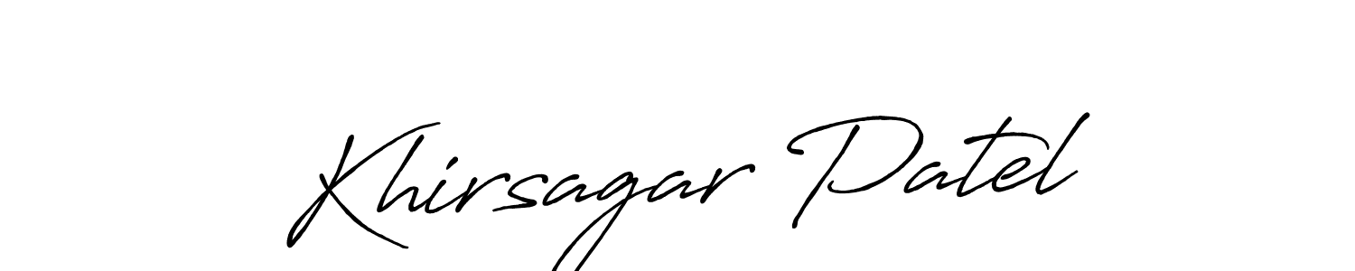The best way (Antro_Vectra_Bolder) to make a short signature is to pick only two or three words in your name. The name Khirsagar Patel include a total of six letters. For converting this name. Khirsagar Patel signature style 7 images and pictures png