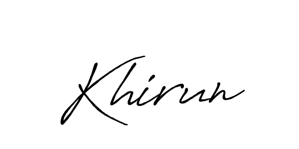 The best way (Antro_Vectra_Bolder) to make a short signature is to pick only two or three words in your name. The name Khirun include a total of six letters. For converting this name. Khirun signature style 7 images and pictures png